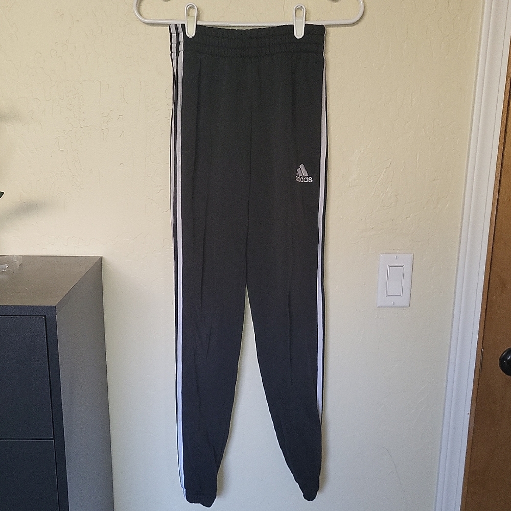Adidas Black Joggers with White Stripes